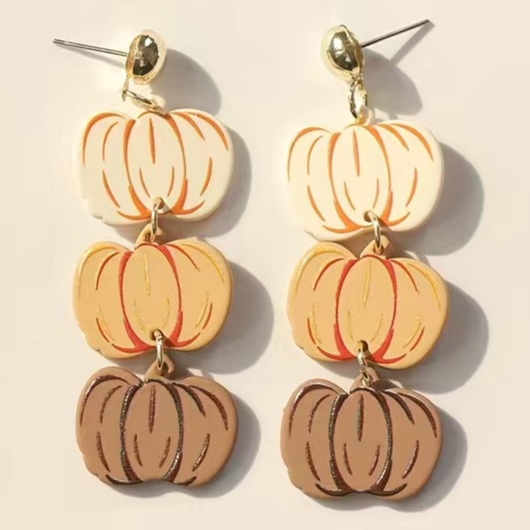Pumpkin Dangle Earrings - Picture 1 of 6